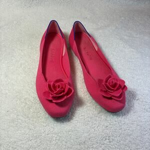 Rothy’s The Petal Square 9.5 Ballet Flats hot pink Preppy Whimsy Fairycore